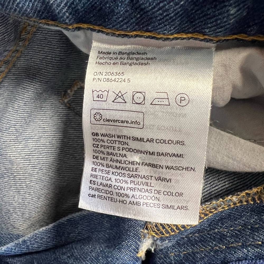&Denim High Waist Straight Leg Jeans Distressed Light Wash Size 2 / 34 - Picture 5 of 8